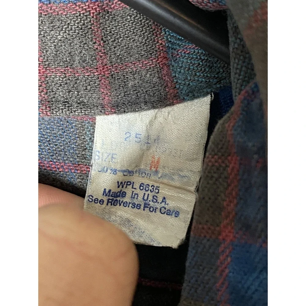 Woolrich Mens M Plaid Flannel Shirt Blue Grey Button-Up